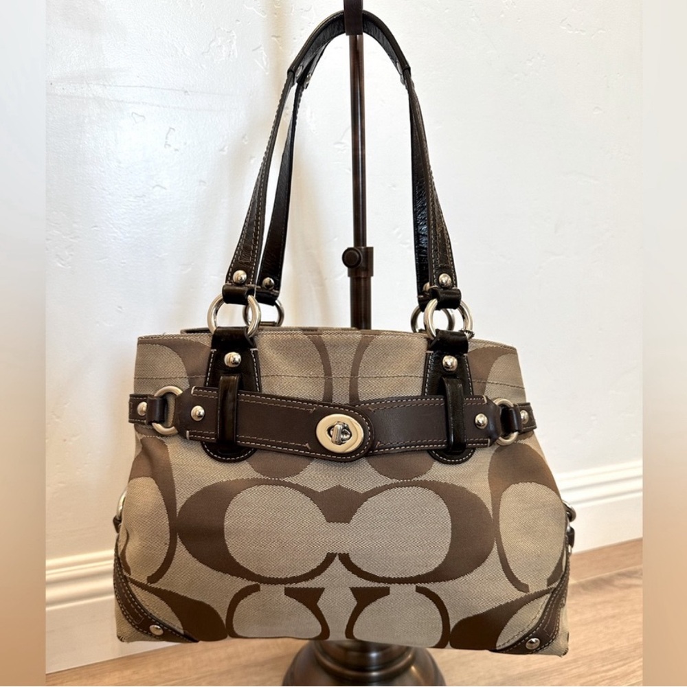 Coach Brown and Tan Signature Tote